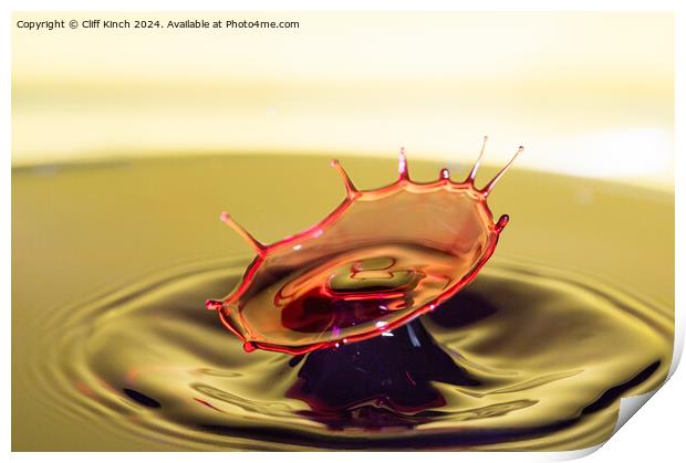 Water drop collision Print by Cliff Kinch