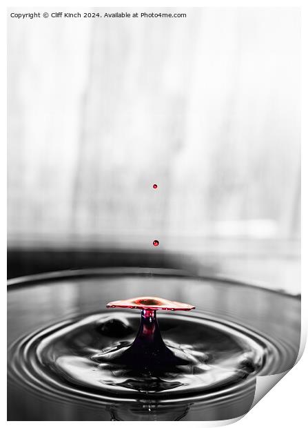 Water drop collision Print by Cliff Kinch