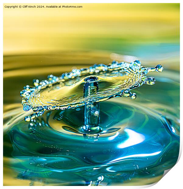 Water drop collision Print by Cliff Kinch