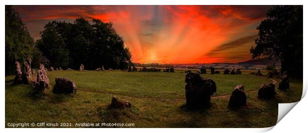 Rollright ancient stone circle  Print by Cliff Kinch