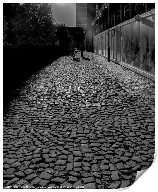 Cobbled walk Print by Cliff Kinch