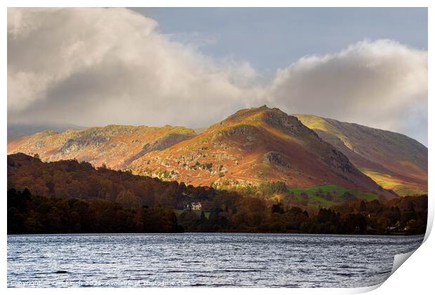 Across Grasmere to Helm Crag Print by Cliff Kinch