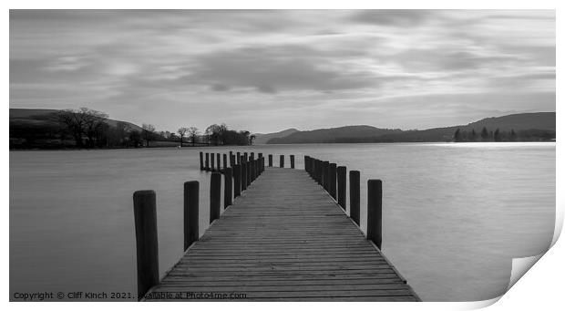 Lake Coniston Jetty  Print by Cliff Kinch