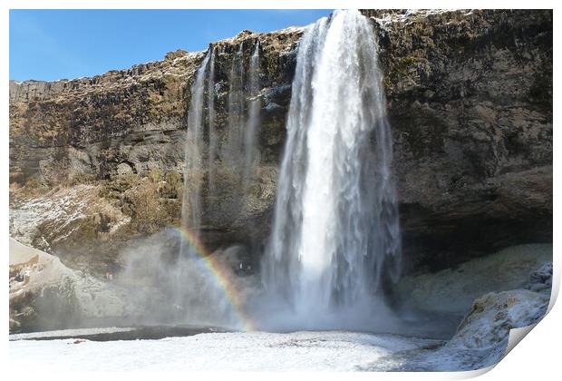 Seljalandsfoss Waterfall, Iceland Print by Mervyn Tyndall