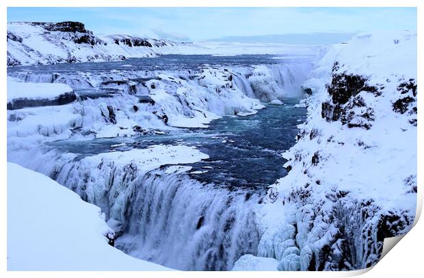 Gullfoss Waterfall Iceland Print by Mervyn Tyndall