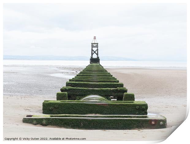 Crosby beach structure Print by Vicky Outen
