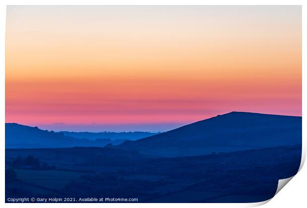 Summer dusk over Dartmoor Print by Gary Holpin