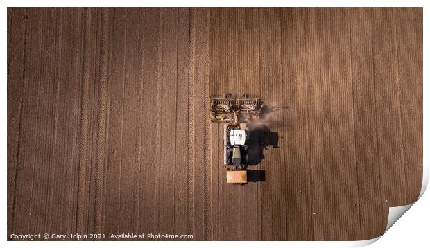 Tractor by drone Print by Gary Holpin