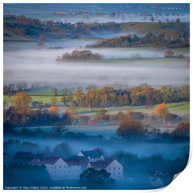 Foggy Devon landscape Print by Gary Holpin