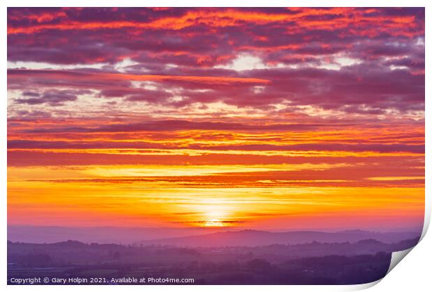 East Devon sunset Print by Gary Holpin