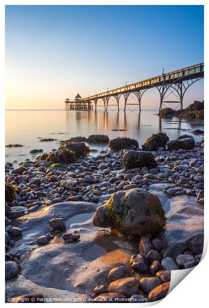 Sunset at Clevedon Pier Print by Patrick Metcalfe