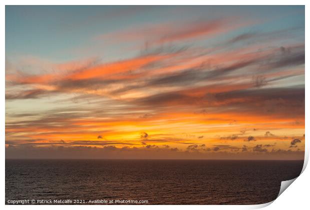Beautiful Sunset from the Cornish Coast Print by Patrick Metcalfe