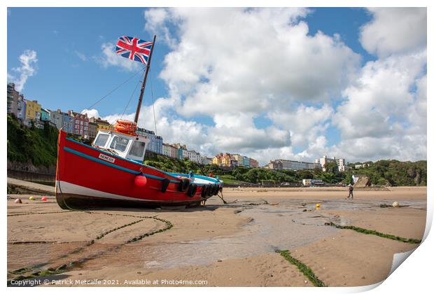 Beached in Tenby Harbour Print by Patrick Metcalfe