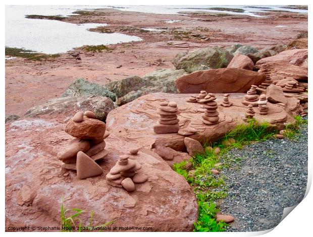 Small rock sculptures Print by Stephanie Moore