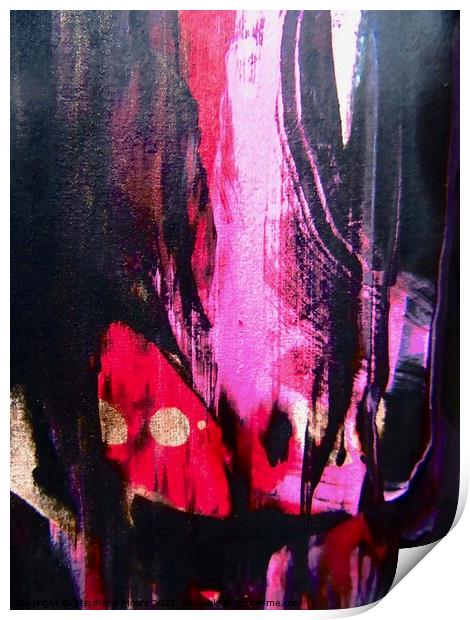 Abstract in black, pink and red Print by Stephanie Moore