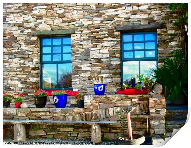 windows walls pots Print by Stephanie Moore