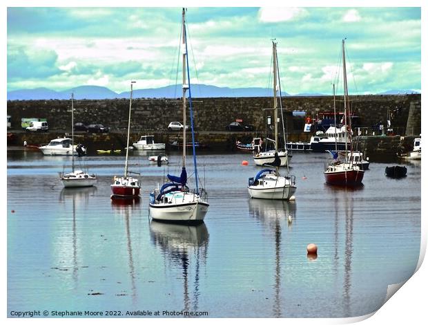 Boats in Milk Harbour Print by Stephanie Moore