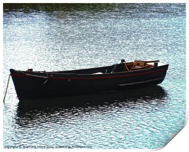  rowboat at anchor Print by Stephanie Moore
