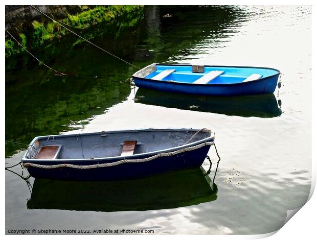 Two small boats Print by Stephanie Moore