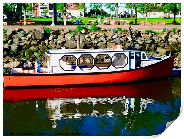 Red Tour Boat Print by Stephanie Moore