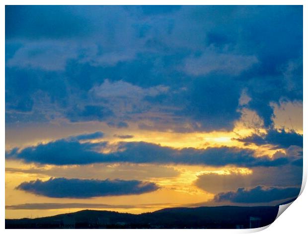 Sunset and Thunder clouds Print by Stephanie Moore