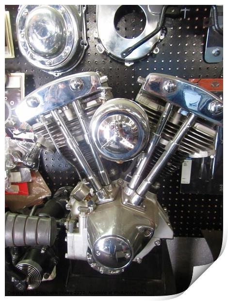 Motorcycle parts sculpture Print by Stephanie Moore