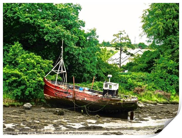 Abandoned Fishing boat Print by Stephanie Moore