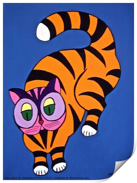 Colourful cat Print by Stephanie Moore