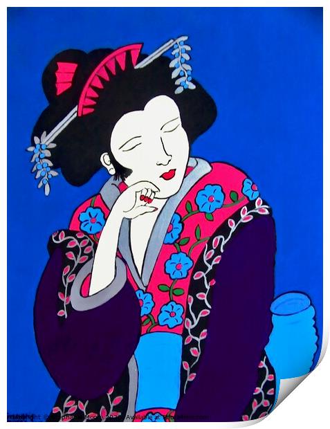 Thinking Geisha Print by Stephanie Moore