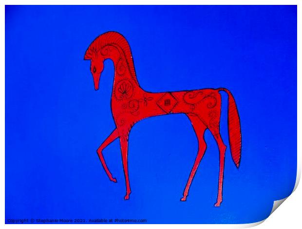 Red Etruscan Horse Print by Stephanie Moore