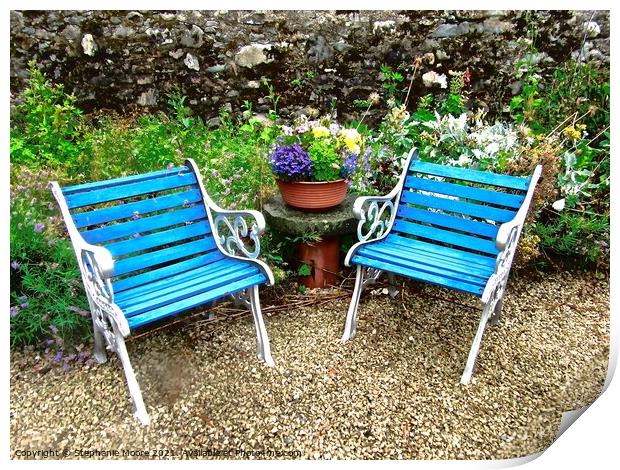 Blue Chairs Print by Stephanie Moore