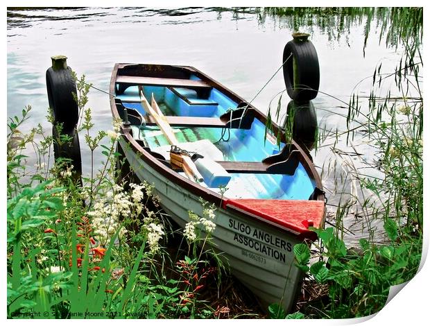 Boat and flowers Print by Stephanie Moore