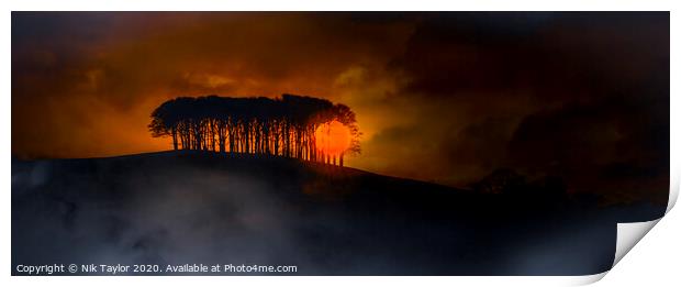 Sunset at the 'Nearly home' trees Print by Nik Taylor