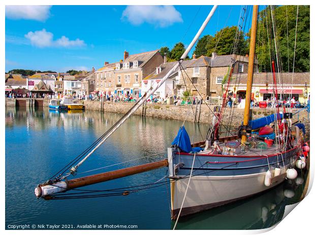 Traditional boat in Padstow harbour Print by Nik Taylor