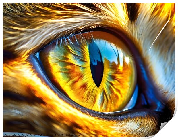 Macro shoot of a tabby domestic cat eye as ai Print by Engin Sezer