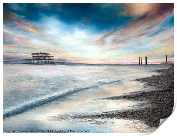 The Old Brighton Pier Print by Alexandra Lavizzari