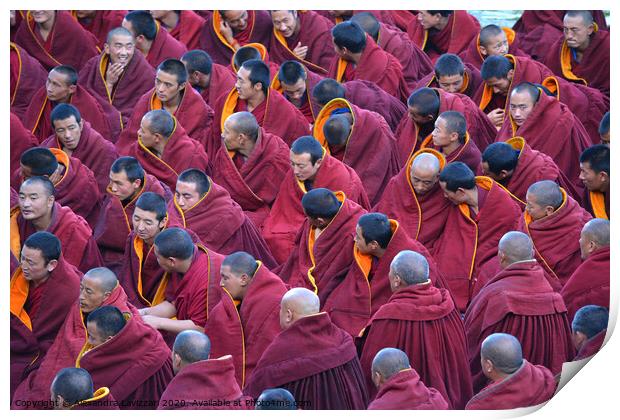 A Gathering of Tibetan Monks  Print by Alexandra Lavizzari