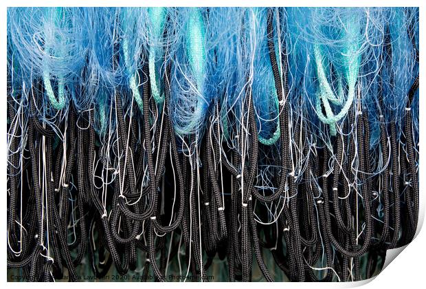 Blue Fishing Net Abstract Print by Alexandra Lavizzari