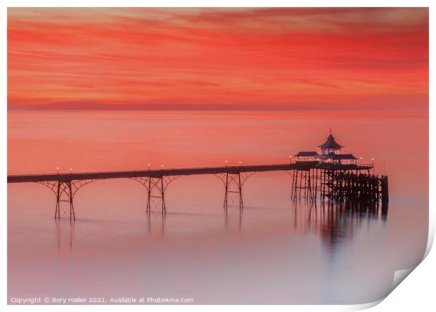 Clevedon Pier at Sunset Print by Rory Hailes