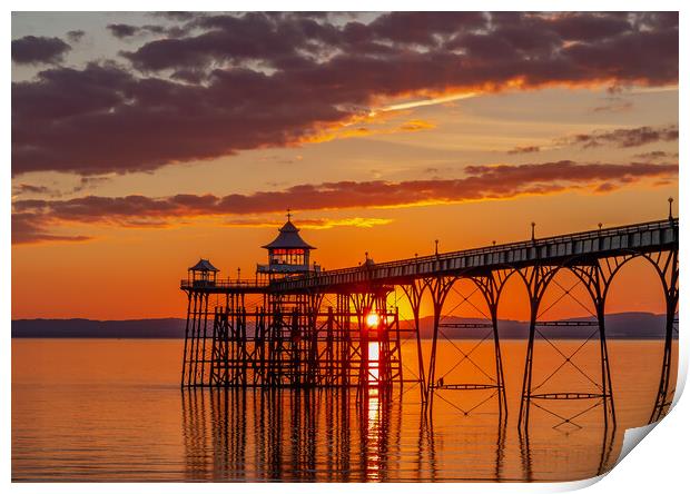 Clevedon Pier with a streak of sunlight Print by Rory Hailes