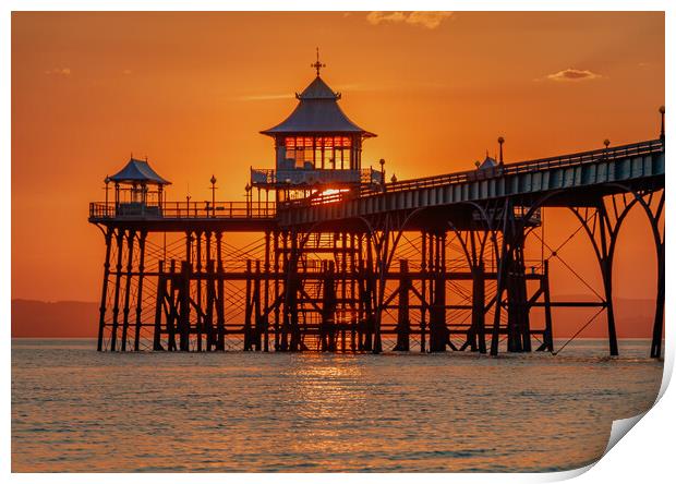 Clevedon Pier at sunset Print by Rory Hailes