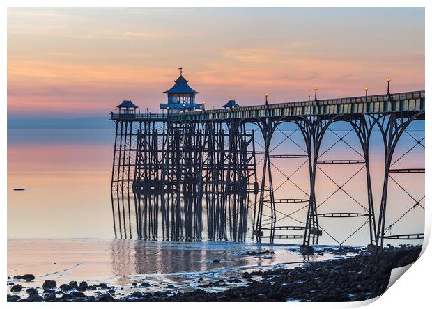 Clevedon Pier at sunset Print by Rory Hailes