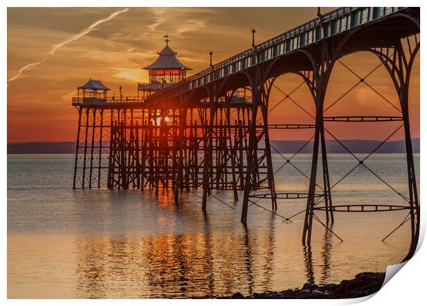 Clevedon Pier at sunset Print by Rory Hailes