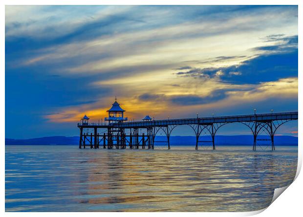 Clevedon Pier on a calm and tranquil evening Print by Rory Hailes
