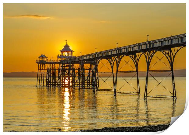 Clevedon Pier with a streak of sunlight Print by Rory Hailes