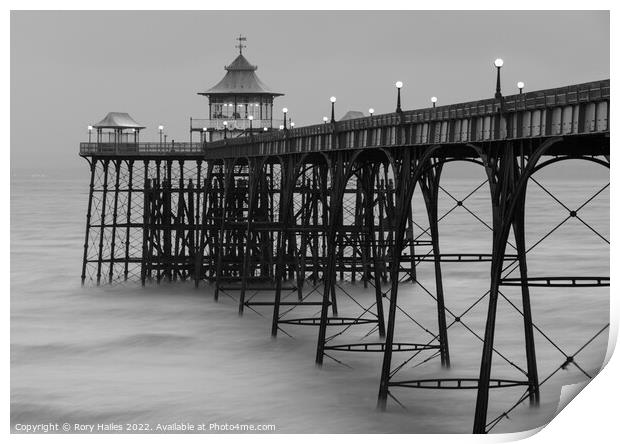 Black and  white Clevedon Pier Print by Rory Hailes