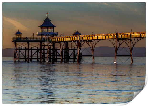 Clevedon Pier with the side panels catching some sunlight Print by Rory Hailes