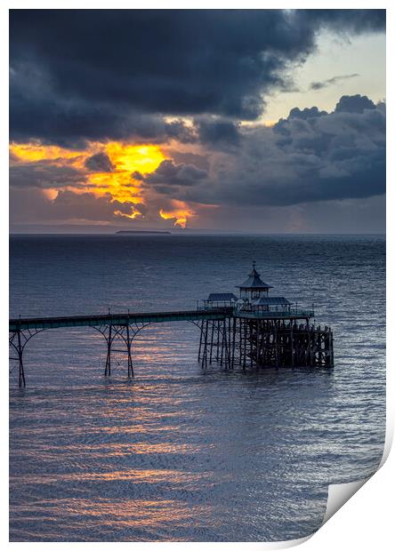 Clevedon pier at sunset Print by Rory Hailes