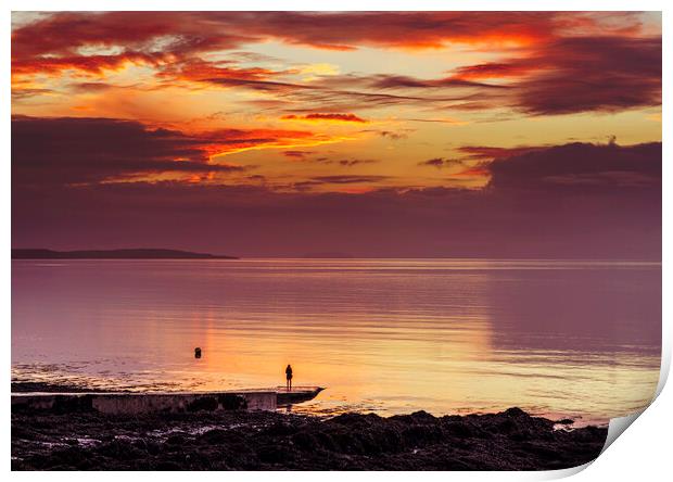 Looking out to sea at a colourful sunset Print by Rory Hailes