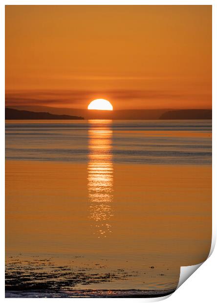 The sun setting over the Exmoor coast. Print by Rory Hailes